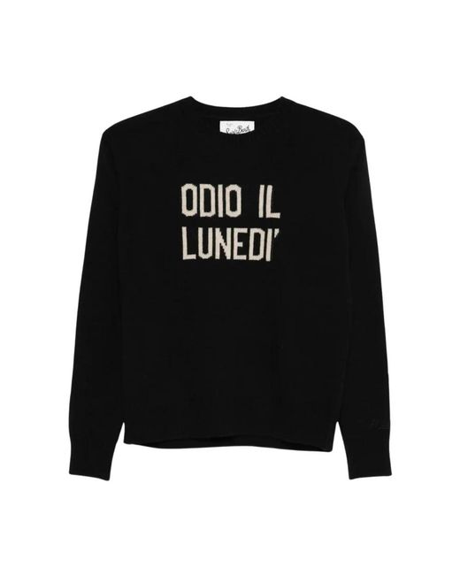 Mc2 Saint Barth Black Round-Neck Knitwear