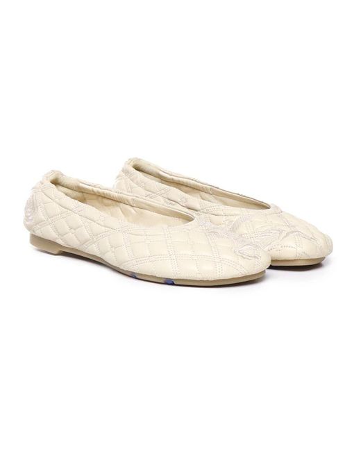 Ballerine in pelle con design trapuntato di Burberry in Natural