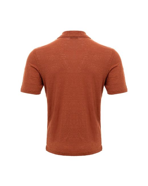 Gran Sasso Braunes leinenhemd mit halbarm in Orange für Herren