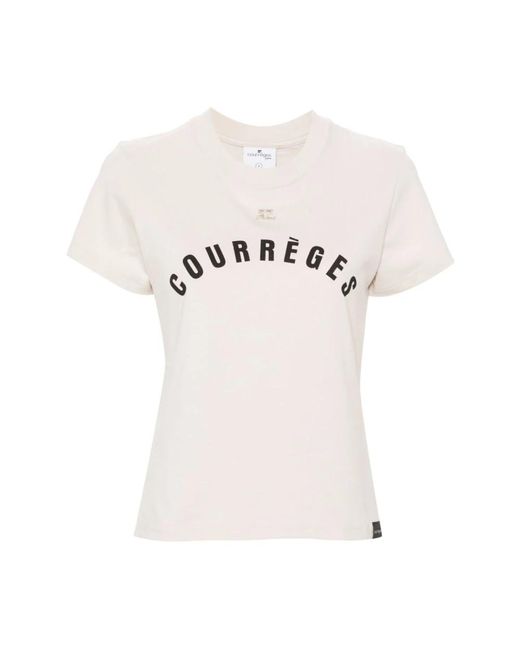 Courreges White Logo patch jersey top