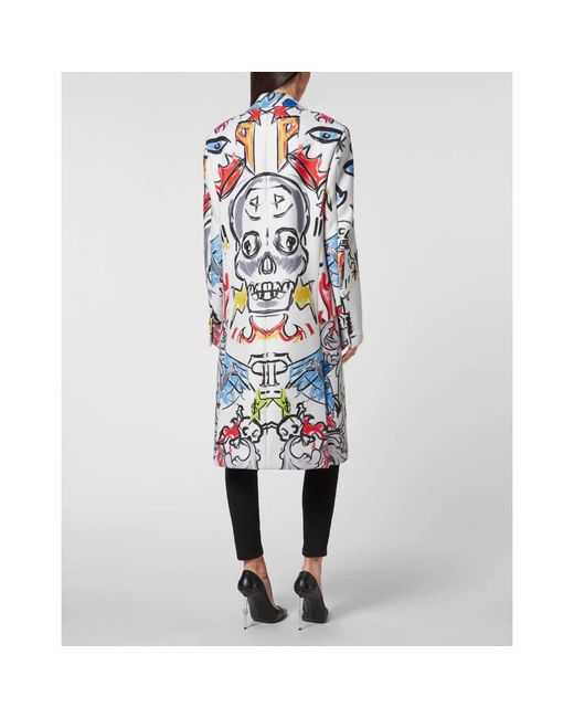 Philipp Plein Coat Long in het Blue