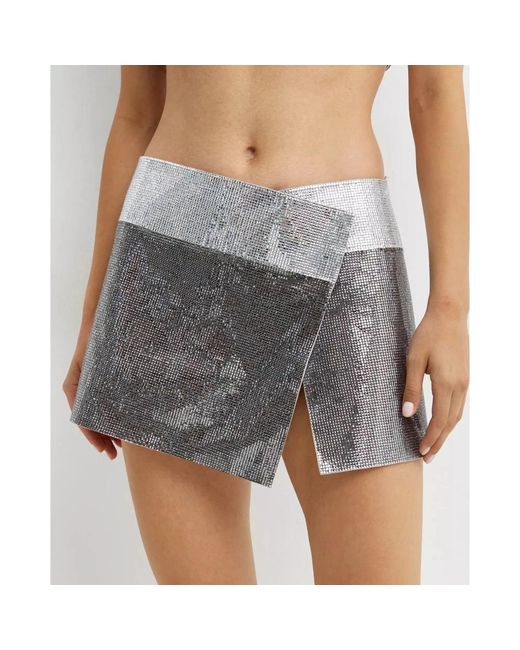 Nue Rokken ,Grijs ,Metallic Rhinestone Mini Skirt in het Gray