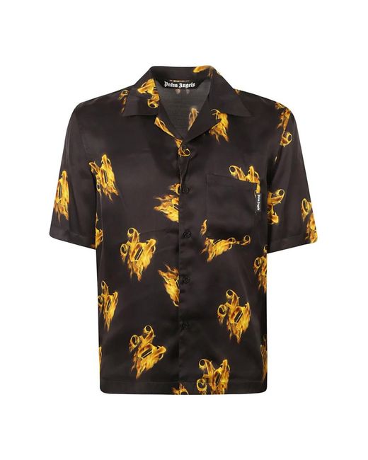 Palm Angels Black Short Sleeve Shirts for men
