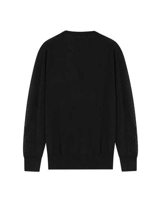 Seven Gauge Black Round-Neck Knitwear for men