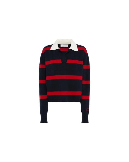 Giada Benincasa Black Blauer Gestreifter Polopullover