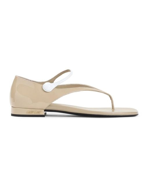 Miu Miu White Flat Sandals