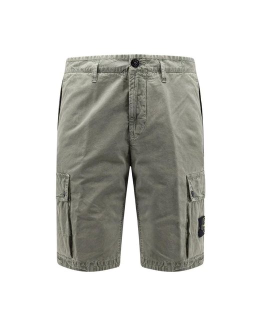 Stone Island Bermuda-shorts aus baumwolle mit logopatch in Gray für Herren