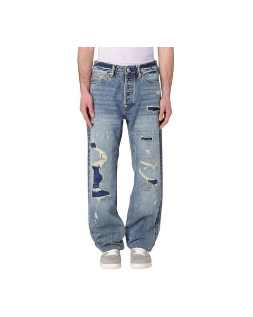 Evisu Blue Straight Jeans for men