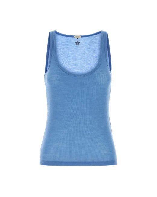 Versace Blue Sleeveless Tops