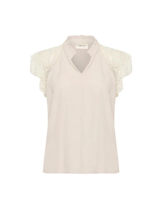 Cream Overhemden ,Blouses in het White