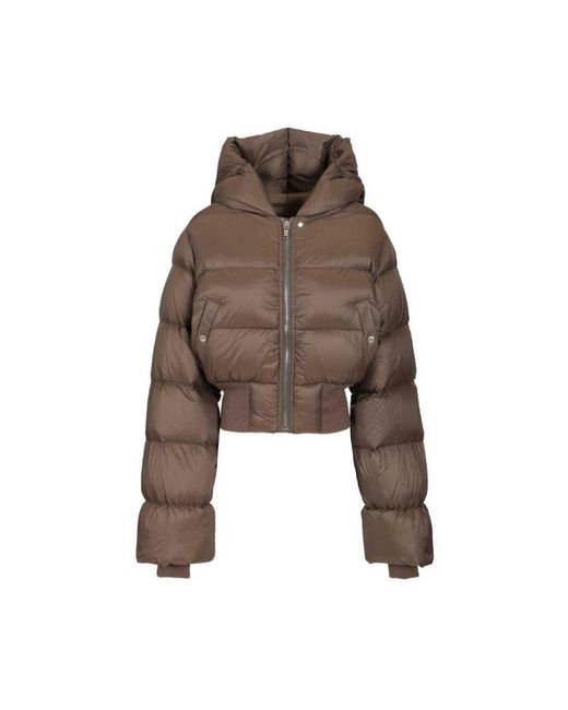 Rick Owens Brown Quilted Nylon Down Jacket
