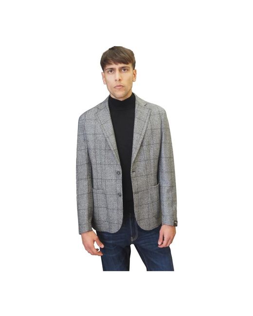 Barba Napoli Jassen ,Grijs ,Wol Prince Of Wales Wool Jacket in het Gray voor heren