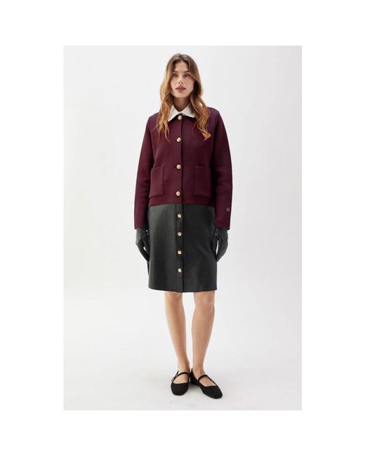 BUSNEL Truien & Vesten ,Rood ,Wol Macey Jacket Bordeaux in het Purple