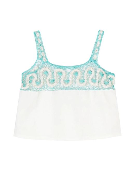 Top De Encaje Crema, Mujer, Talla Bode de color Blue