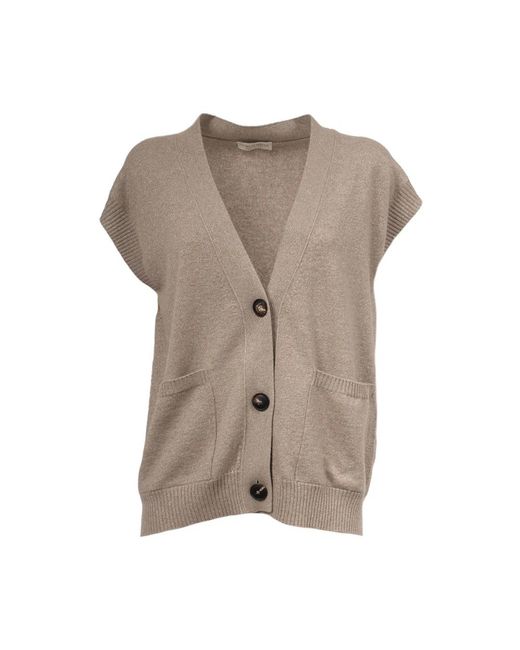 Le Tricot Perugia Truien & Vesten ,Bruin ,Wol Gebreid Cardigan Met Knopen in het Gray