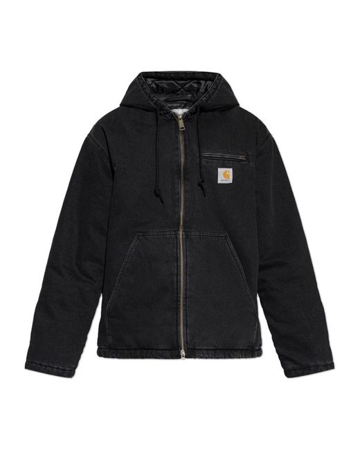 Carhartt Jassen ,Zwart ,Leer Geïsoleerd Jack Met Logo in het Black voor heren