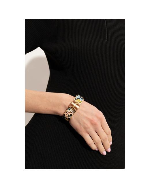 Tory Burch White Messingarmband Mit Logo