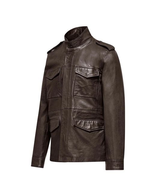Bomboogie Field Jacket Van Echt Leer in het Brown voor heren