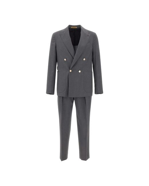 BRIGLIA Gray Double Breasted Suits for men