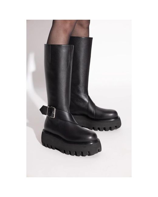 Alexander McQueen Black Leder Plateauschuhe Sofa