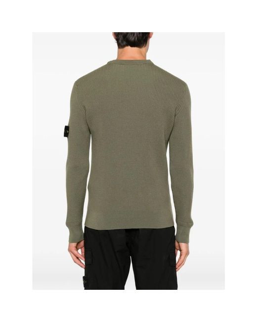 Stone Island Green Round-Neck Knitwear for men