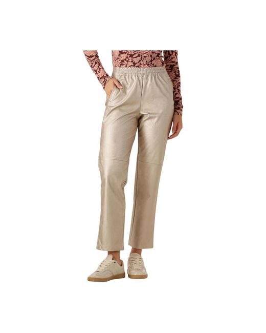 Louizon Crème Leren Broek Makana in het Natural