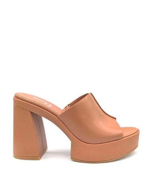 Jeannot Brown Heeled Mules