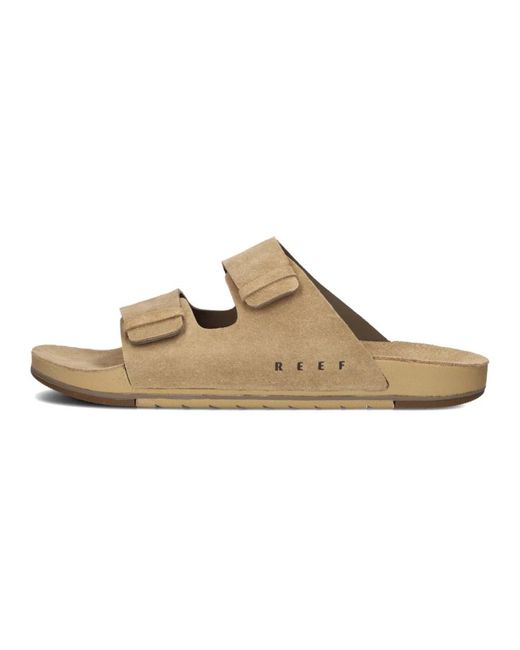 Reef Schoenen ,Bruin ,Suède Bruin Suède Twee Bar Sandalen in het Natural voor heren