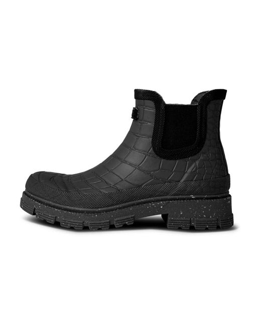 Woden Schoenen ,Zwart ,Katoen Croco Waterproof Rubber Boot in het Black