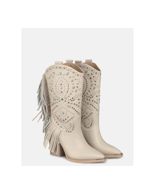 Alma En Pena. Natural Fringed absatzstiefel