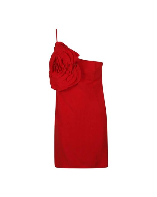 Blumarine Rose Embroidered Asymmetric Short Dress