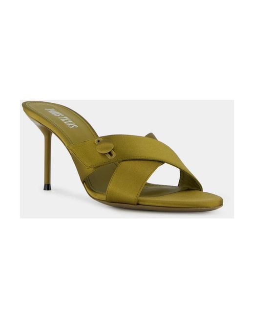 Paris Texas Yellow Heeled Mules