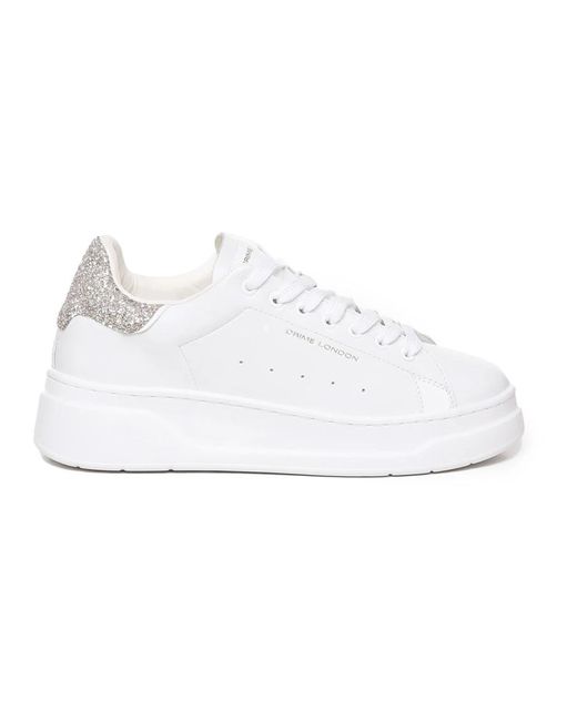 Zapatillas De Cuero Blancas Con Purpurina Mujer Talla de Crime London de color Blanco Lyst