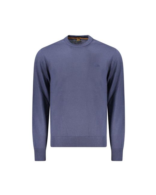 HUGO Bestickter Logo Langarm Pullover in Blue für Herren