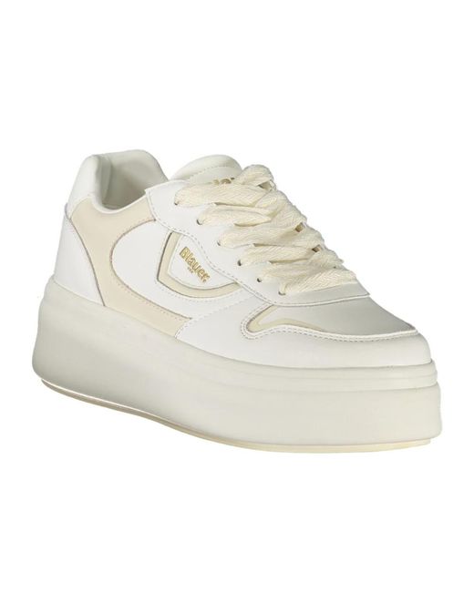 Blauer Schoenen ,Wit ,Tweed Sportschoen Met Veters in het White