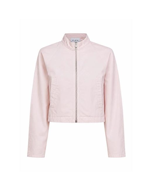 Alaïa Cropped Katoenen Jas in het Pink