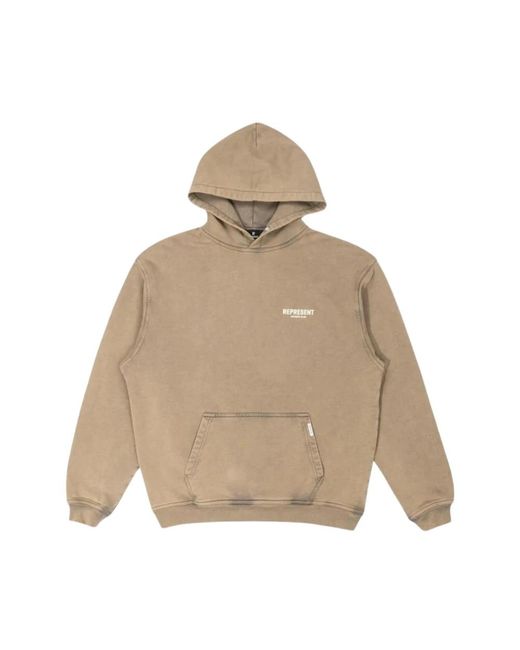 Represent Hoodies & Sweatvesten ,Bruin ,Katoen Owners Club Hoodie in het Natural voor heren