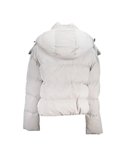 Patrizia Pepe Gray Weiße kapuzenjacke mit abnehmbarer kapuze
