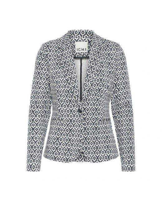 Ichi Eclipse Ikat Tile Blazer Jas in het Gray