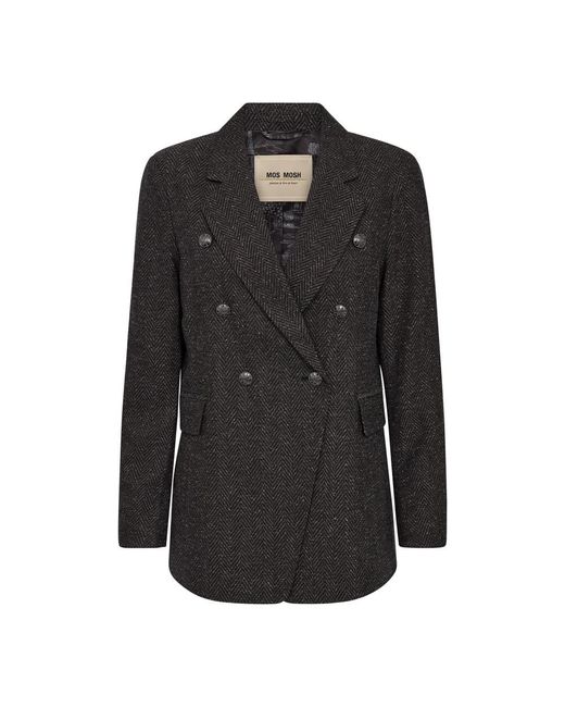 Mos Mosh Stijlvolle Zwarte Blazer Met V-Hals in het Black
