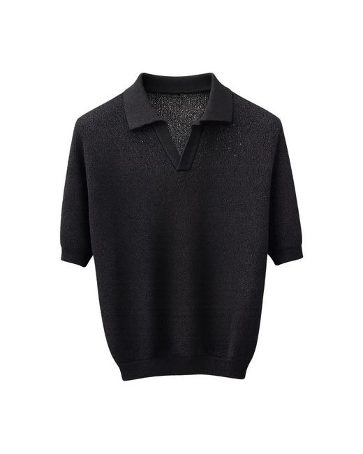 A PAPER KID Black Polo Shirts for men