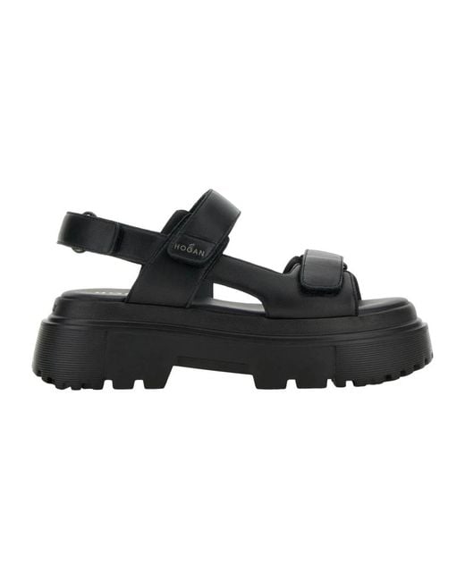 Hogan Black Flat Sandals
