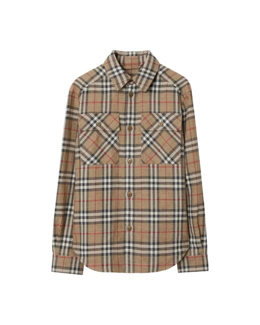 Burberry Check Overshirt in Natural für Herren