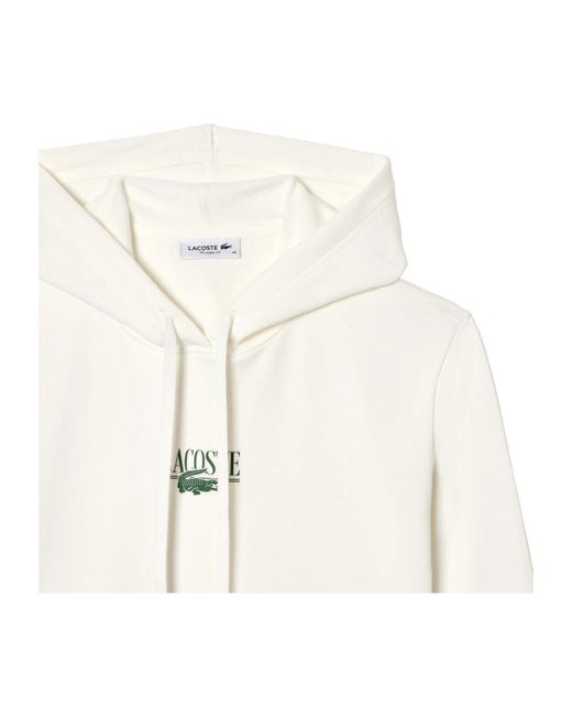 Lacoste White Weiße trendige sweatshirt mit ikonischem druck