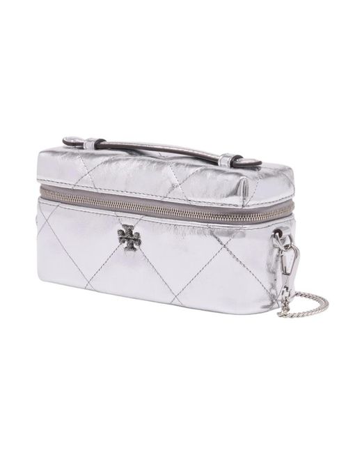 Tory Burch White Kira Diamond Quilt East West Crossbody