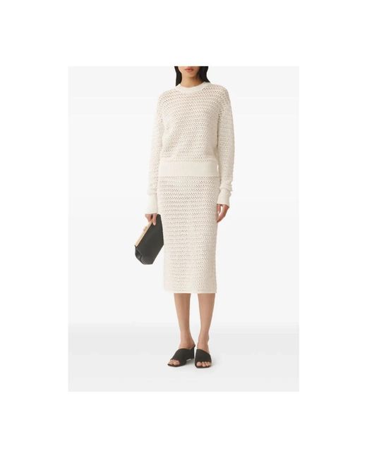 Round-Neck Knitwear Fabiana Filippi de color White