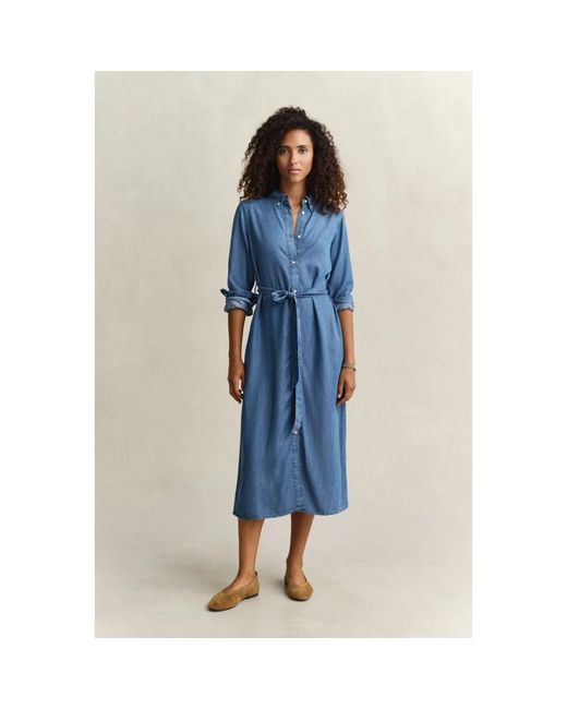 Gant Chambray Overhemdjurk in het Blue