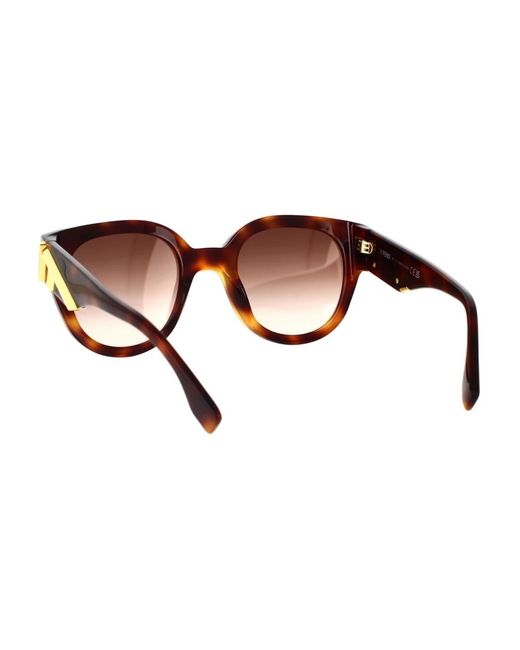 Fendi Brown Glamouröse runde sonnenbrille mit brauner verlaufslinse