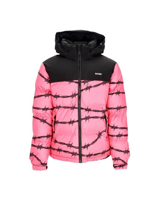 Iuter Jassen ,Veelkleurig ,Polyester Roze Barbwire Puff Donsjas in het Pink voor heren