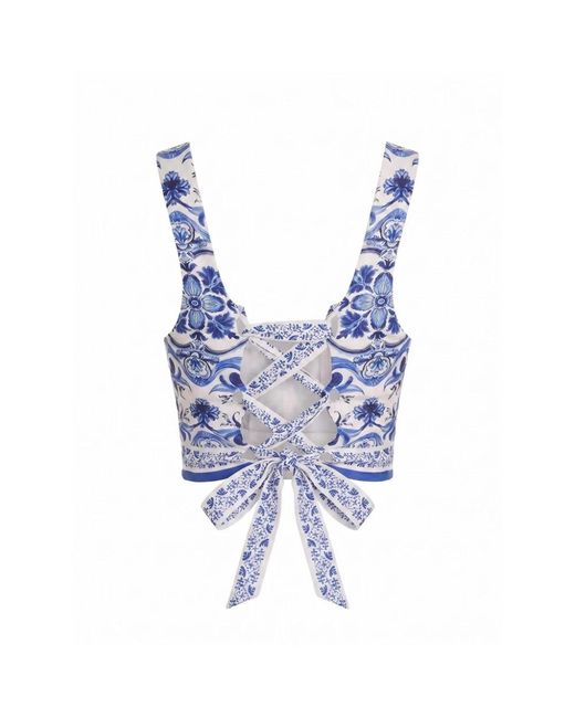 Alice + Olivia Blue Sleeveless Tops
